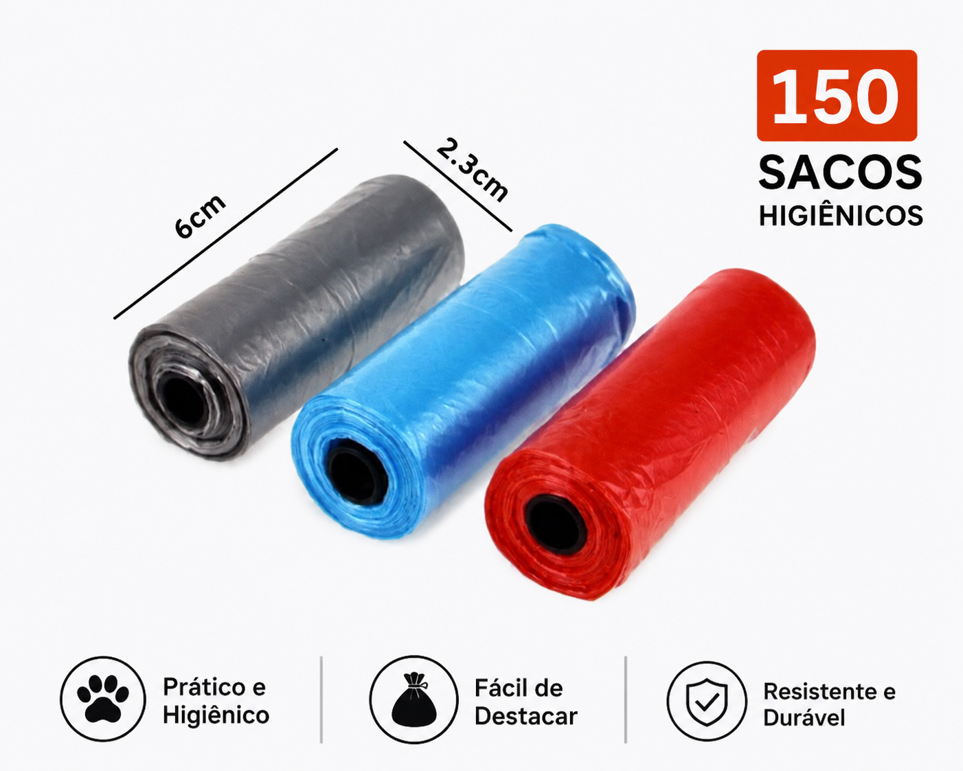Sacos higiênicos para Pet - Biodegradáveis - 150 unidades