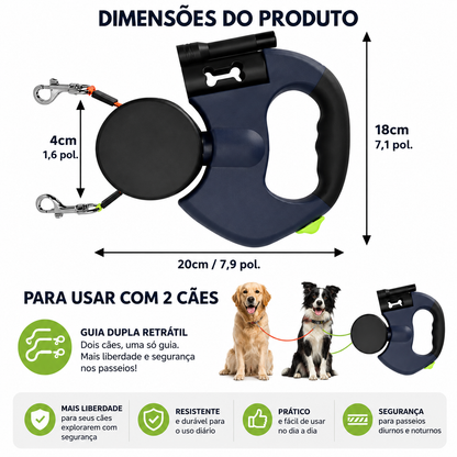 Guia Retrátil para 2 Cães